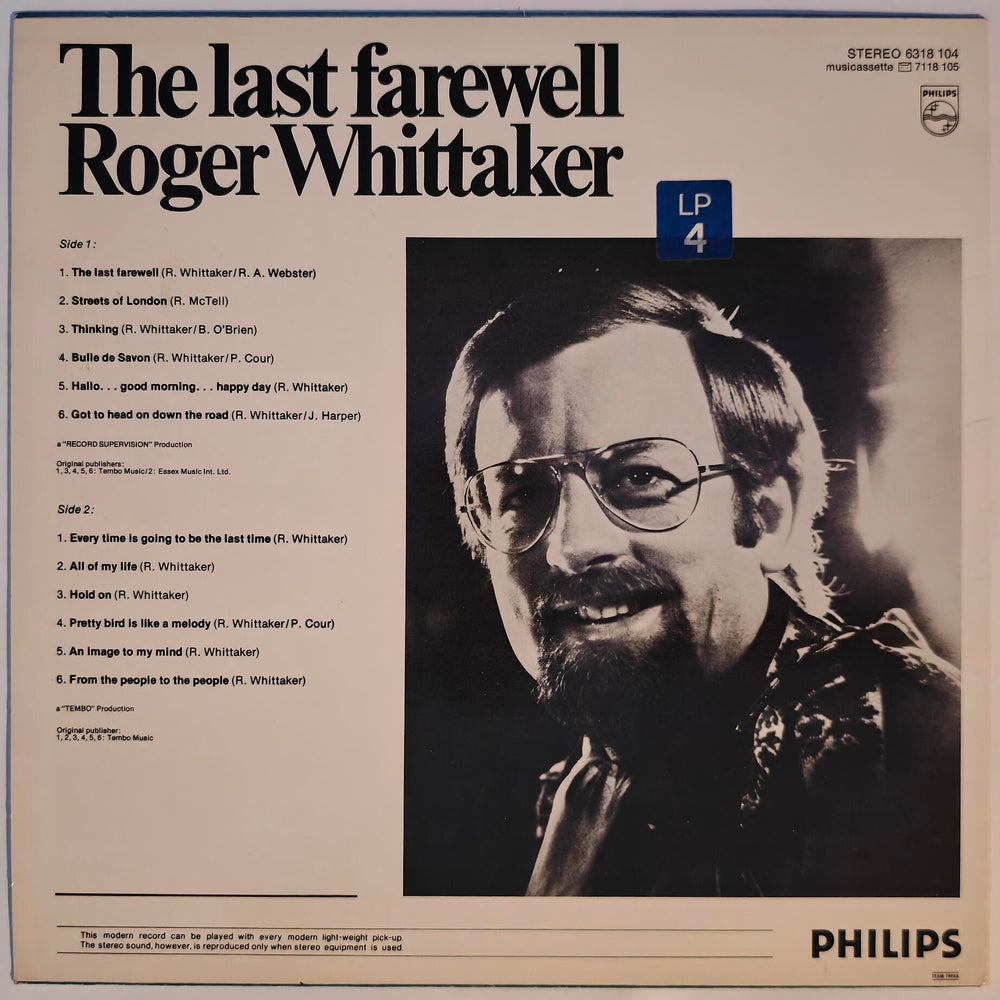 Roger Whittaker - The Last Farewell 1974. LP.
