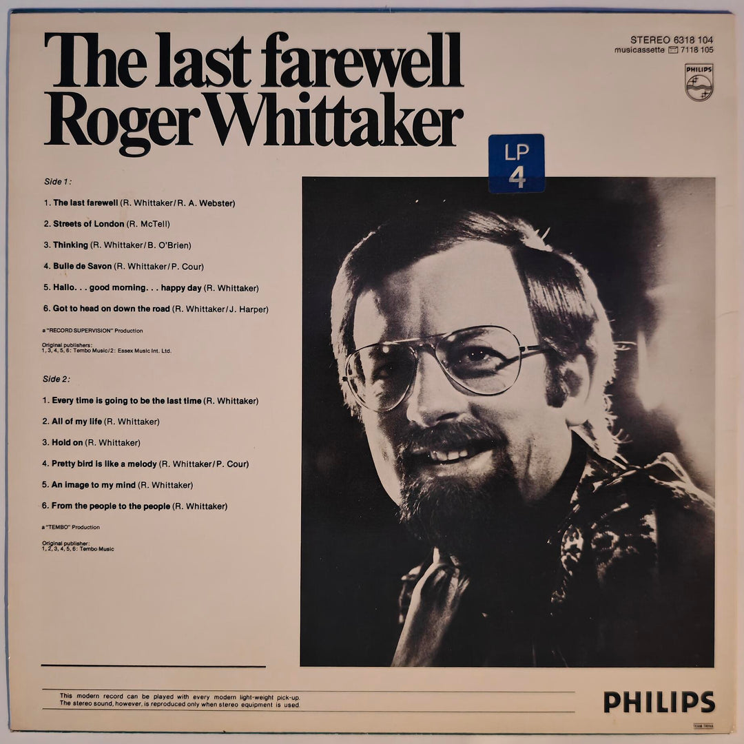 Roger Whittaker - The Last Farewell 1974. LP.