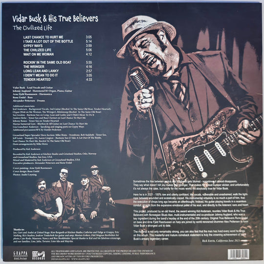 Vidar Busk & His True Believers - The Civilized Life 1998. LP.