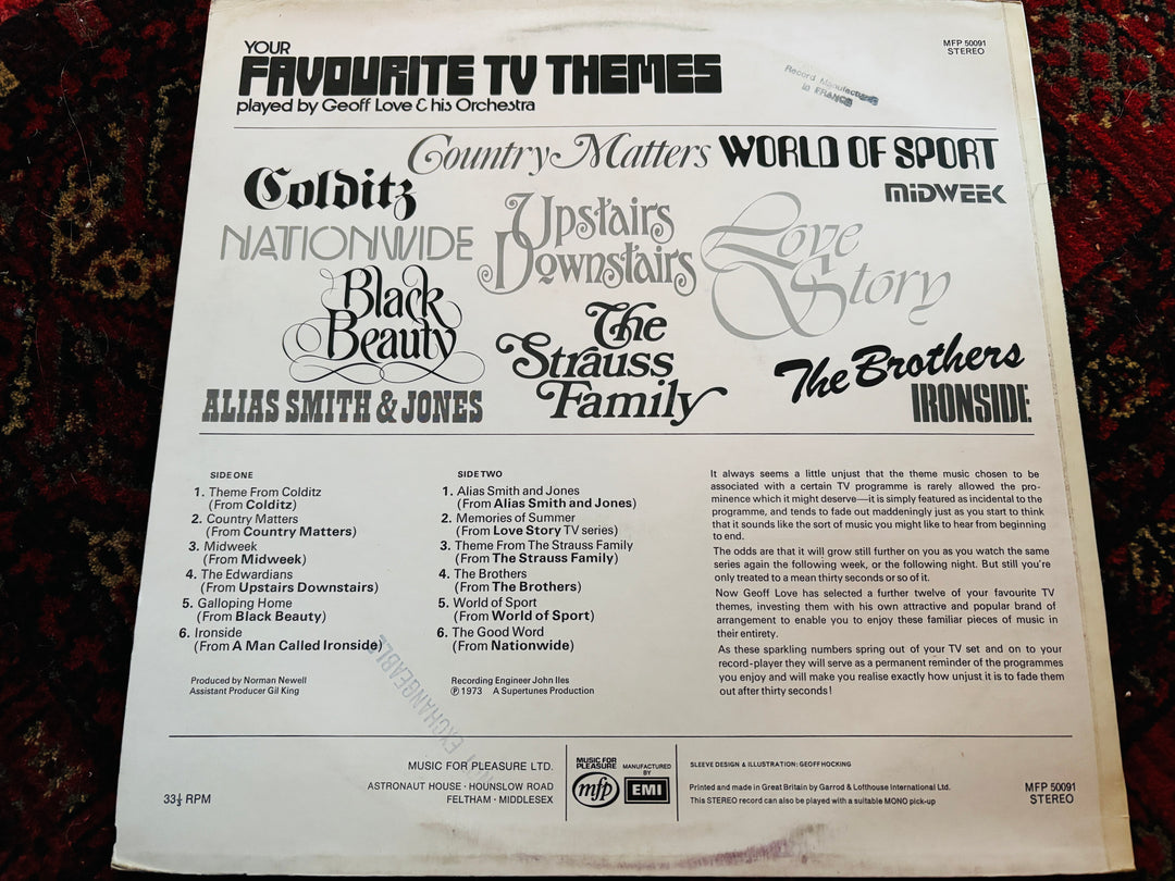 Your Favourite TV Themes - Geoff Love & His Orchestra. LP.