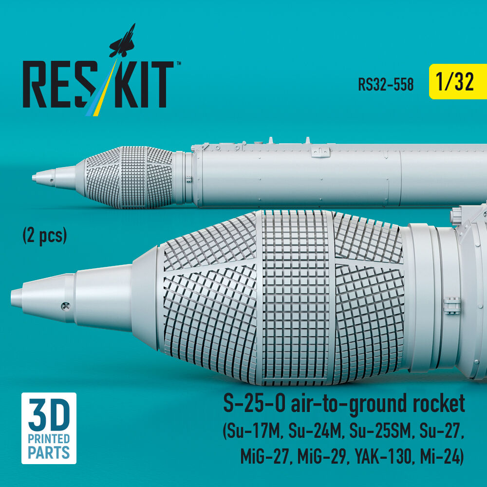 S-25-O air-to-ground rocket (2 pcs) (Su-17M, Su-24M, Su-25SM, Su-27, MiG-27, MiG-29, YAK-130, Mi-24) (3D Printed)