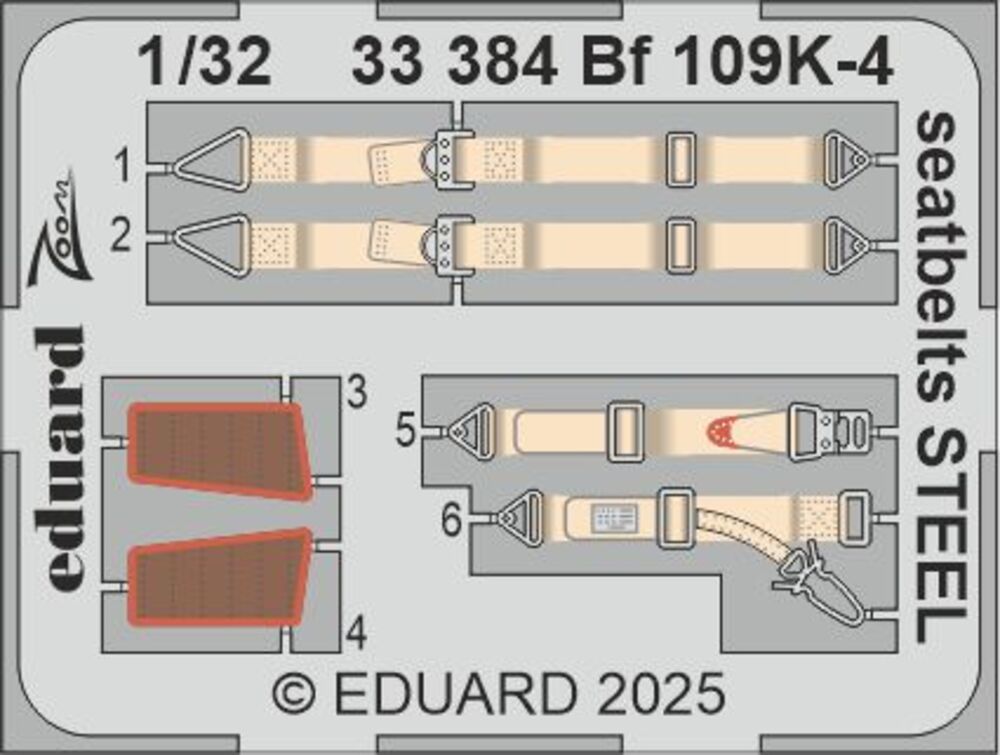 Bf 109K-4 seatbelts STEEL 1/32 for Kotare