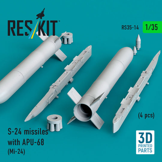 S-24 missiles with APU-68 (4 pcs) (Mi-24) (3D Printed)