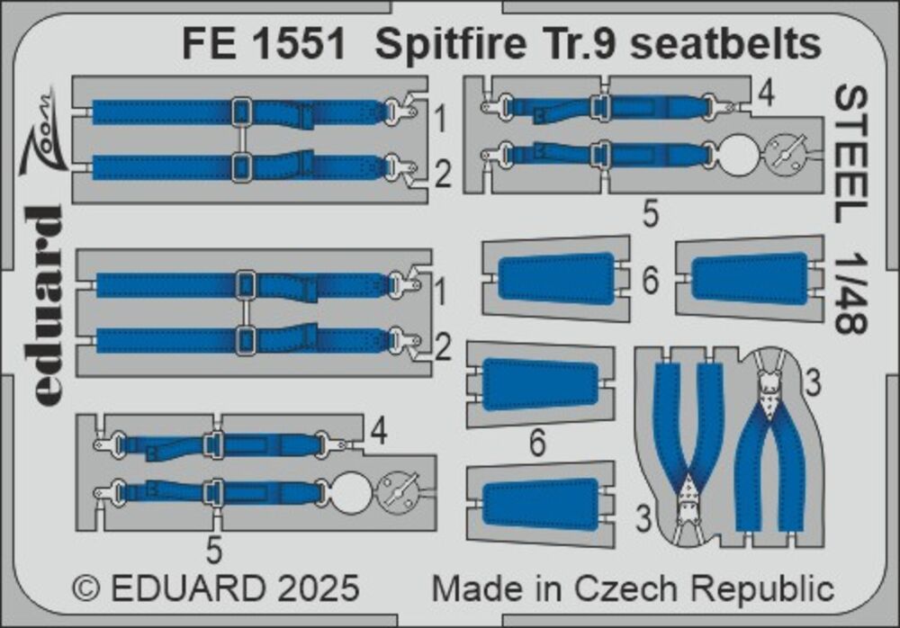 Spitfire Tr.9 seatbelts STEEL  AIRFIX