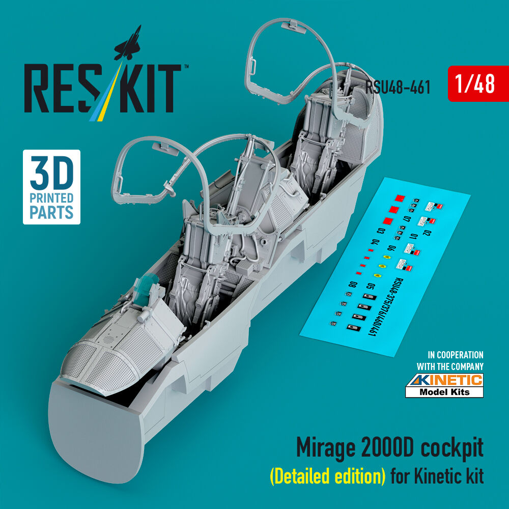 Mirage 2000D cockpit (Detailed edition) for Kinetic kit (3D Printed)