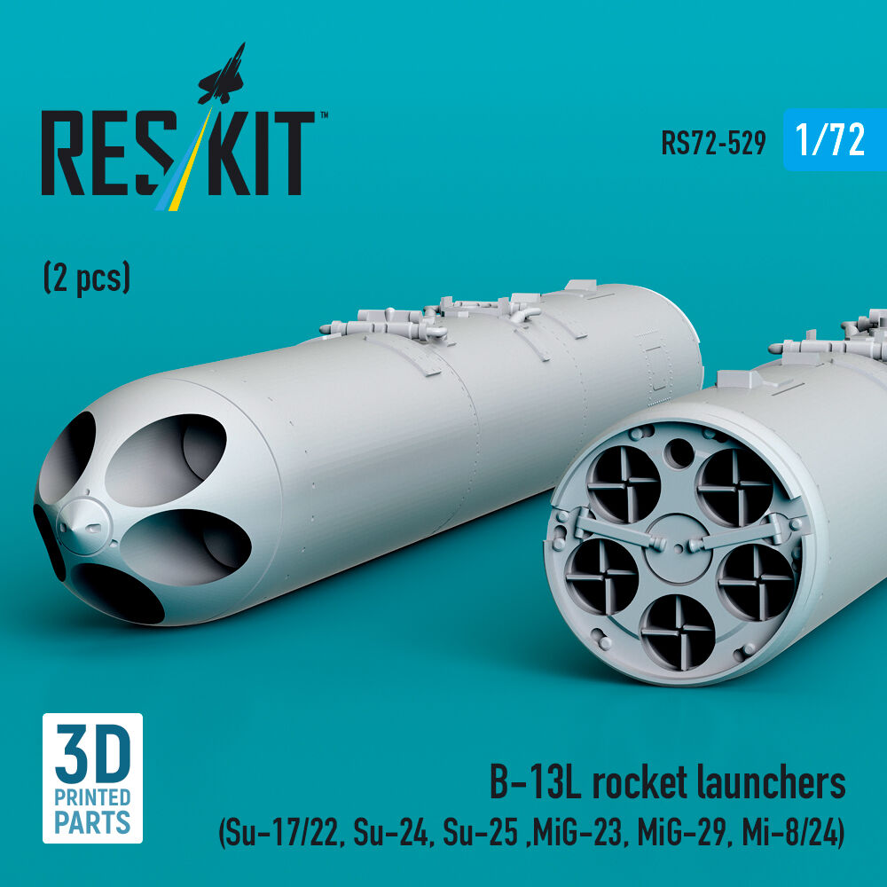B-13L rocket launchers (2 pcs) (Su-17/22, Su-24, Su-25 ,MiG-27, MiG-29) (3D Printed)