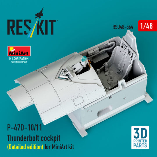 P-47D-10/11 Thunderbolt cockpit (Detailed edition) for MiniArt kit (3D Printed)