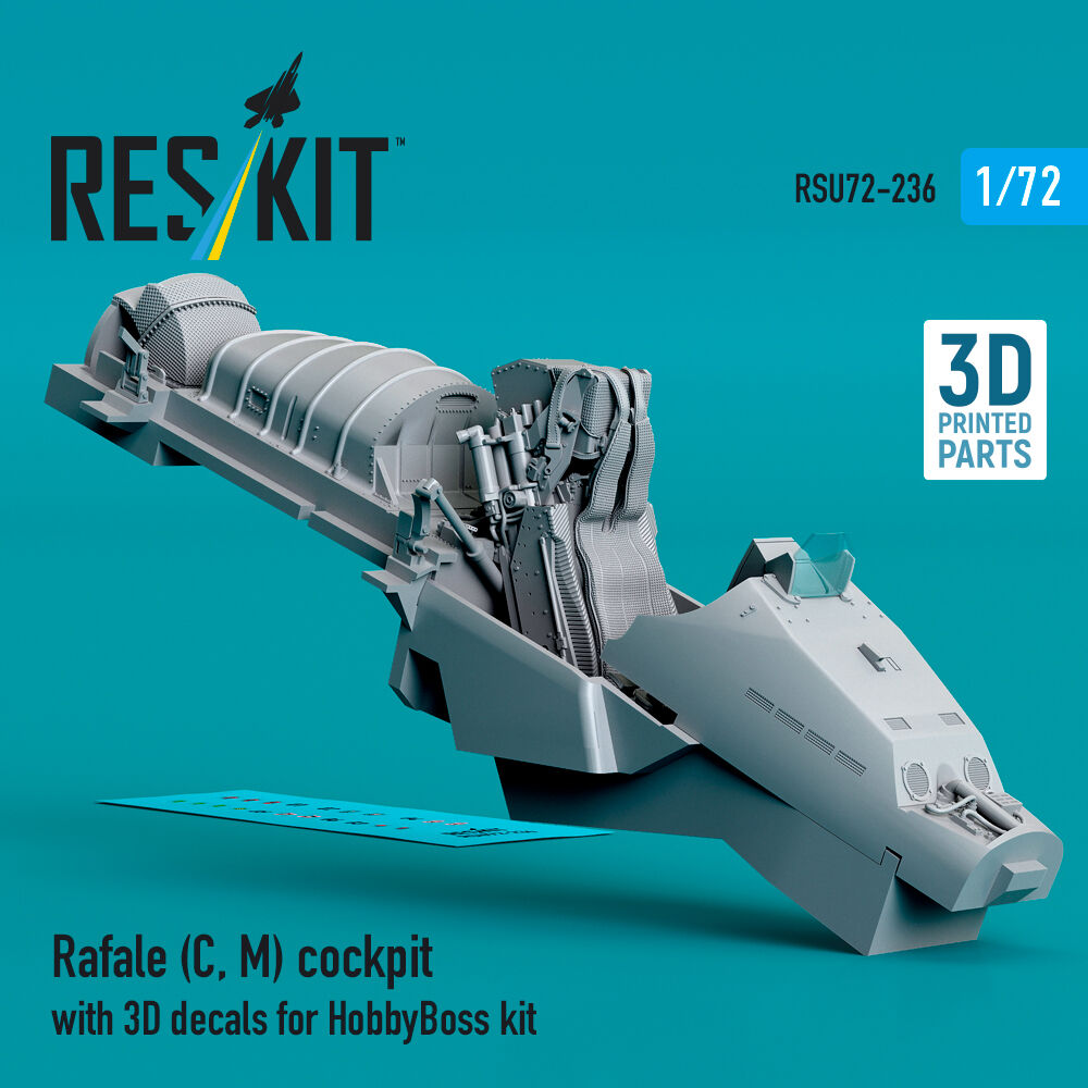 Rafale (C, M) cockpit with 3D decals for HobbyBoss kit (3D Printed)