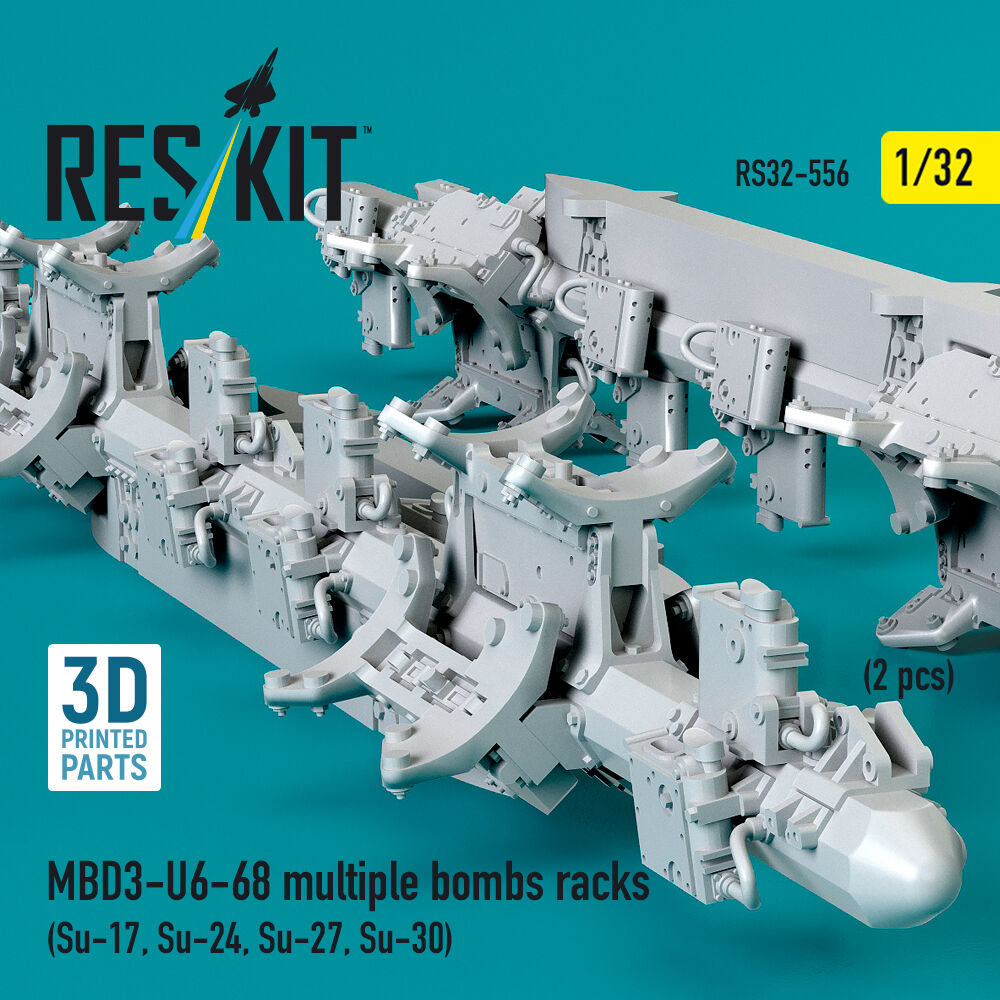 MBD3-U6-68 multiple bombs racks (2 pcs) (Su-17, Su-24, Su-27, Su-30) (3D Printed)