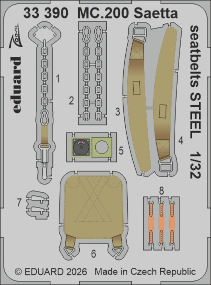 MC.200 Saetta seatbelts STEEL for Italeri