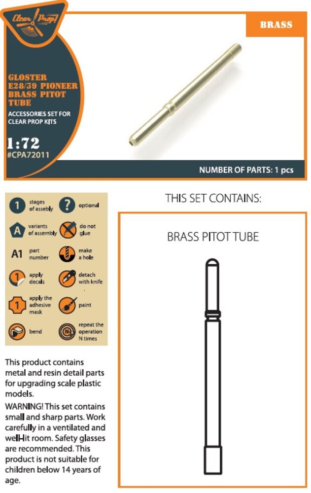 Gloster E28/39 Pioneer brass pitot tube for CP kits CP72001/CP72007