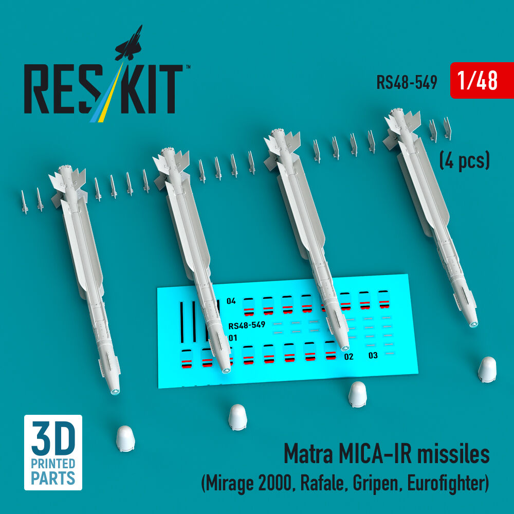 Matra MICA-IR missiles (4 pcs) (Mirage 2000, Rafale, Gripen, Eurofighter) (3D Printed)