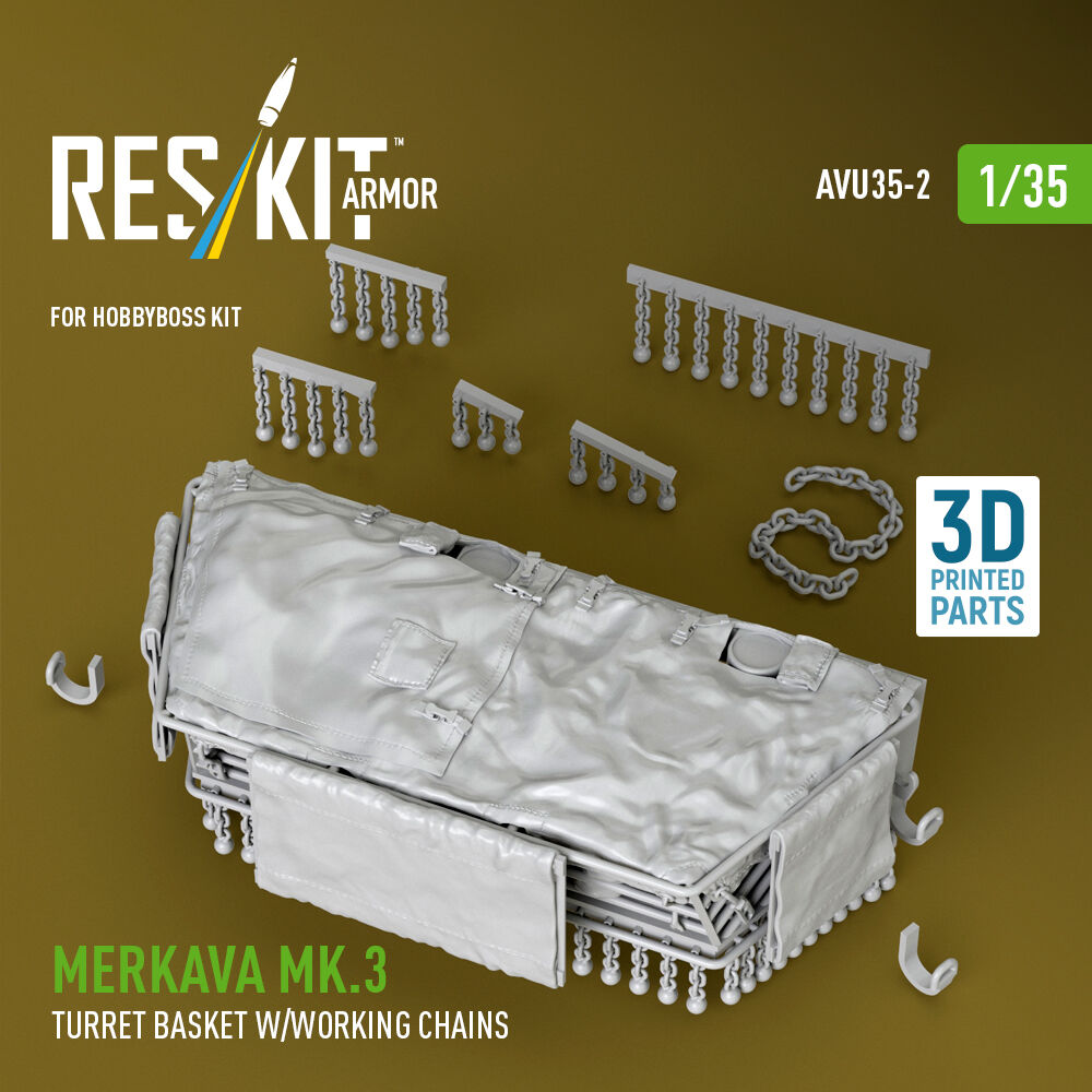 Merkava Mk.3 turret basket w/working chains for HobbyBoss kit (3D Printed)
