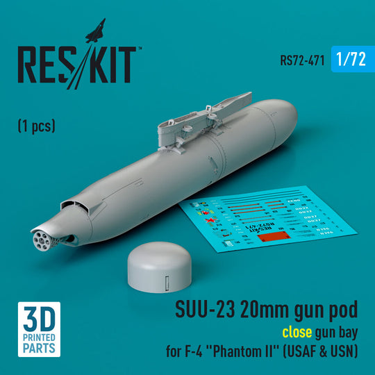 SUU-23 20mm gun pod (close gun bay) for F-4 Phantom II (USAF) (1 pcs) (3D Printed)