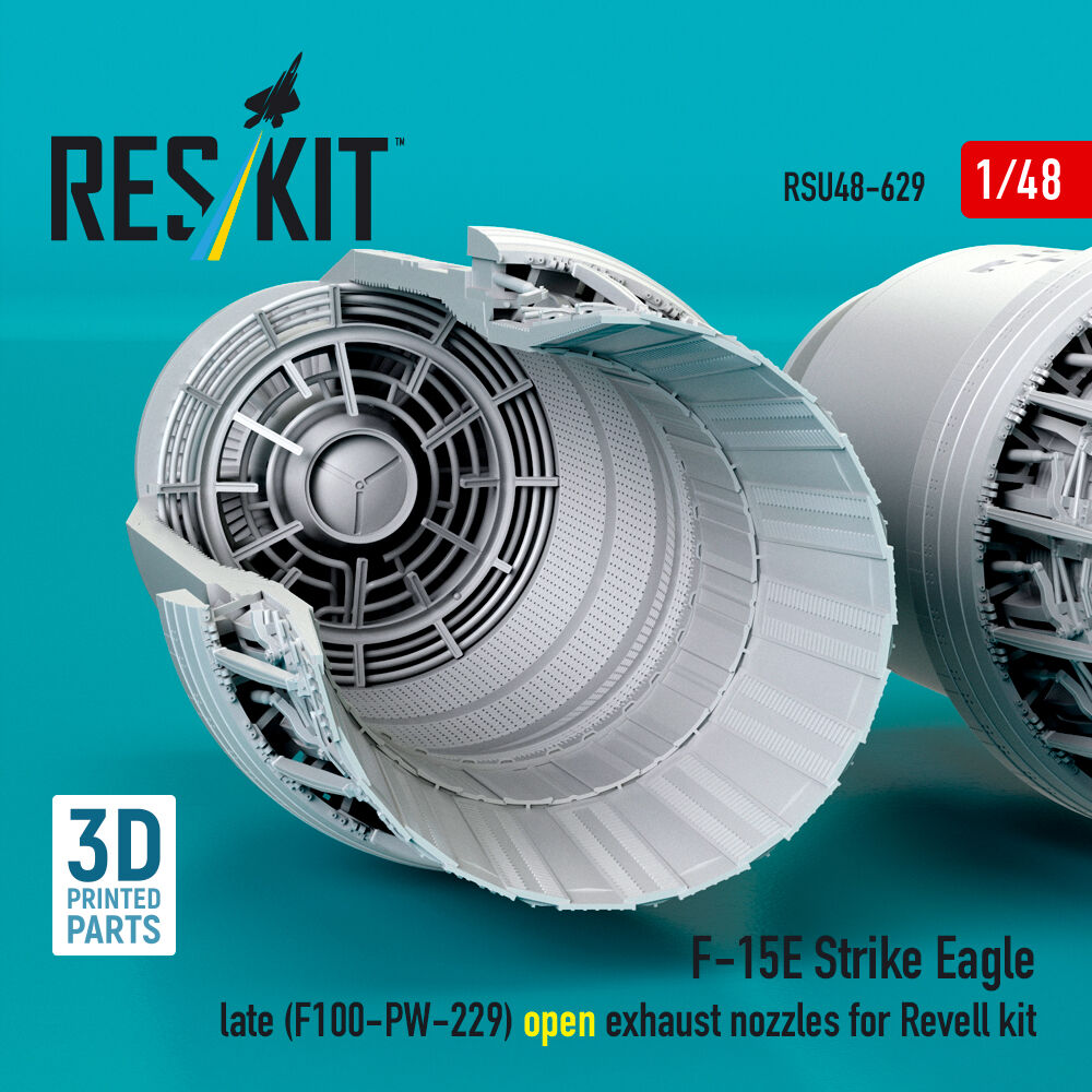 F?15E Strike Eagle late (F100-PW-229) open exhaust nozzles for Revell kit (3D Printed)