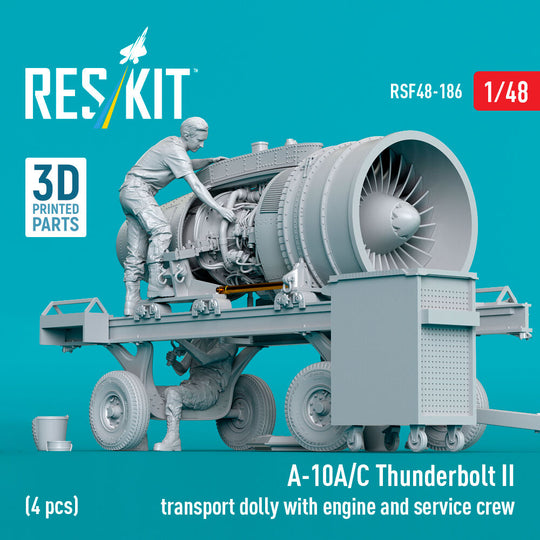 A-10A/C Thunderbolt II transport dolly with engine and service crew (4 pcs) (3D Printed)
