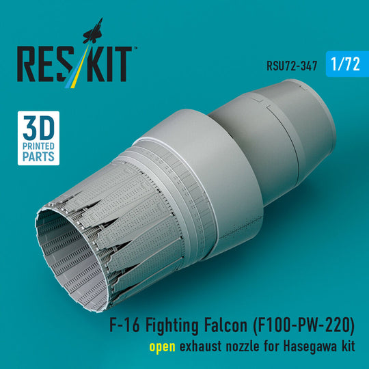 F-16 Fighting Falcon (F100-PW-220) open exhaust nozzle (3D Printed) for Hasegawa