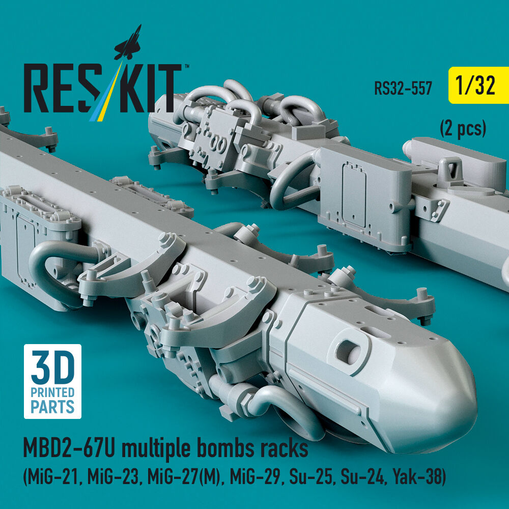 MBD2-67U multiple bombs racks (2 pcs) (MiG-21, MiG-23, MiG-27(?), MiG-29, Su-25, Su-24, Yak-38) (3D Printed)