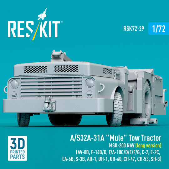 A/S32A-31A Mule Tow Tractor MSU-200 NAV (long version) (AV-8B, F-14B/D, F/A-18C/D/E/F/G, C-2, E-2?, EA-6B, S-3B, AH-1, UH-1, UH-60, CH-47, CH-53, SH-3) (3D Printed model kit)