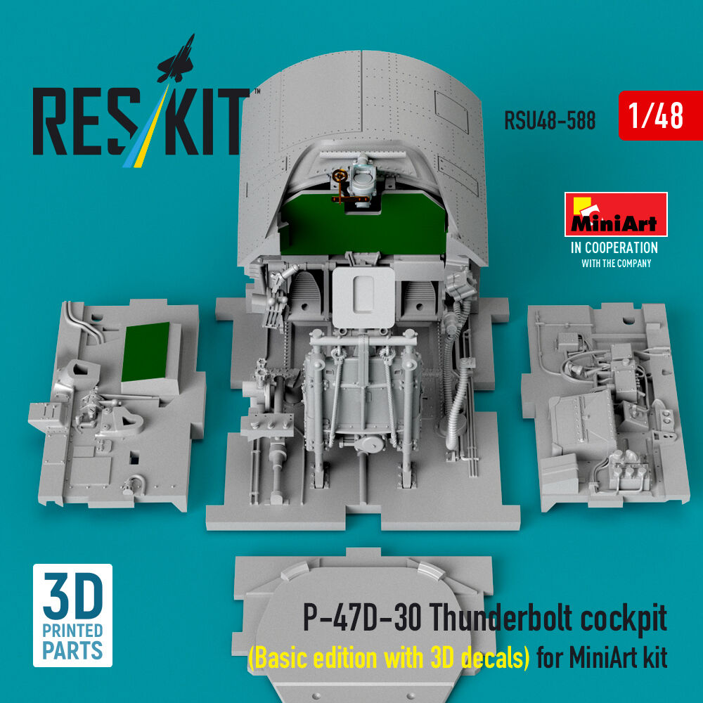 P-47D-30 Thunderbolt cockpit (Basic edition with 3D decals) for MiniArt kit (3D Printed)