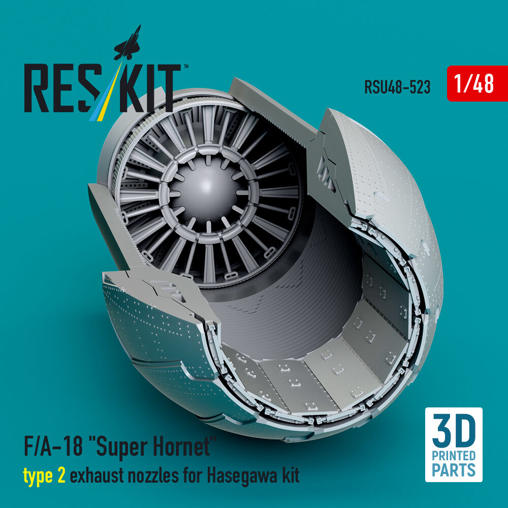 F/A-18 Super Hornet type 2 exhaust nozzles for Hasegawa kit (3D Printed)