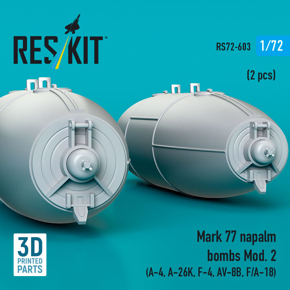 Mark 77 napalm bombs Mod. 2 (2pcs) (A-4, A-26K, F-4, AV-8B, F/A-18) (3D Printed)