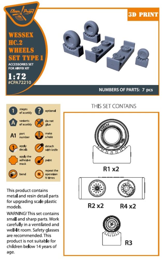 Wessex HC.2 Wheel set type 1 for Airfix kit