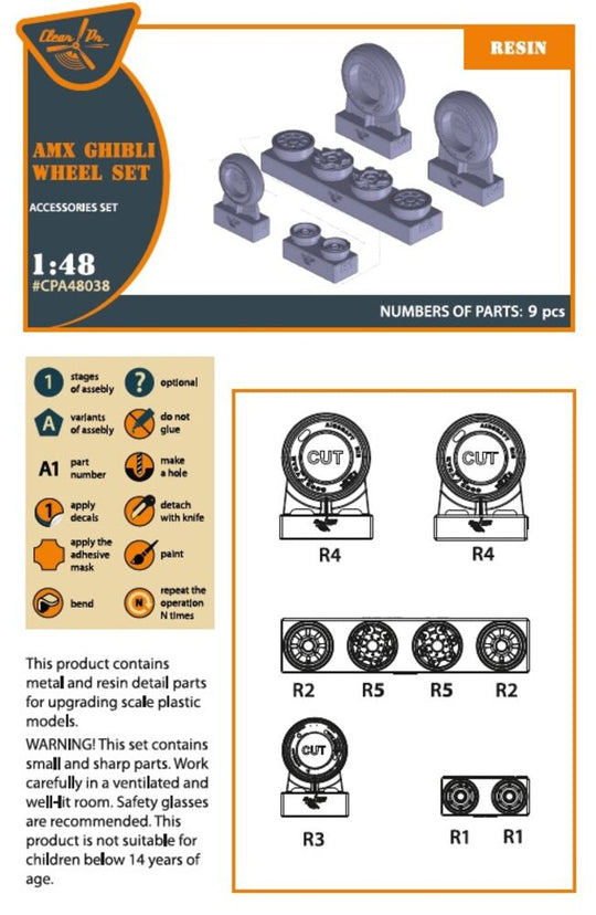 AMX Ghibli wheel set for Kinetic, HobbyBoss kits