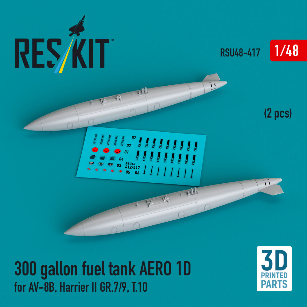 300 gallon fuel tank AERO 1D for AV-8B, Harrier II GR.7/9, T.10 (2 pcs) (3D Printed)