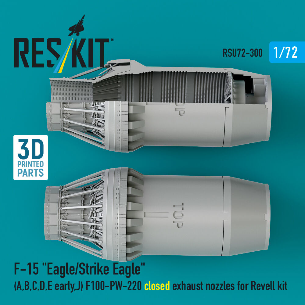 F?15 Eagle/Strike Eagle (A, B, C, D, E early, J) F100-PW-220 closed exhaust nozzles for Revell kit (3D Printed)