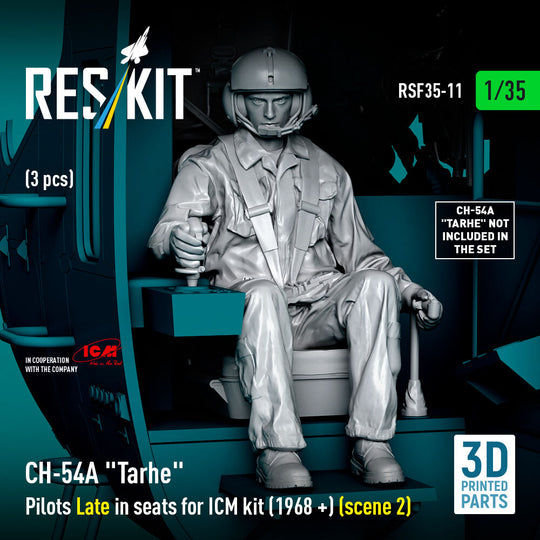 CH-54A Tarhe Pilots Late in seats for ICM kit (1968 +) (scene 2) (3 pcs) (3D Printed)