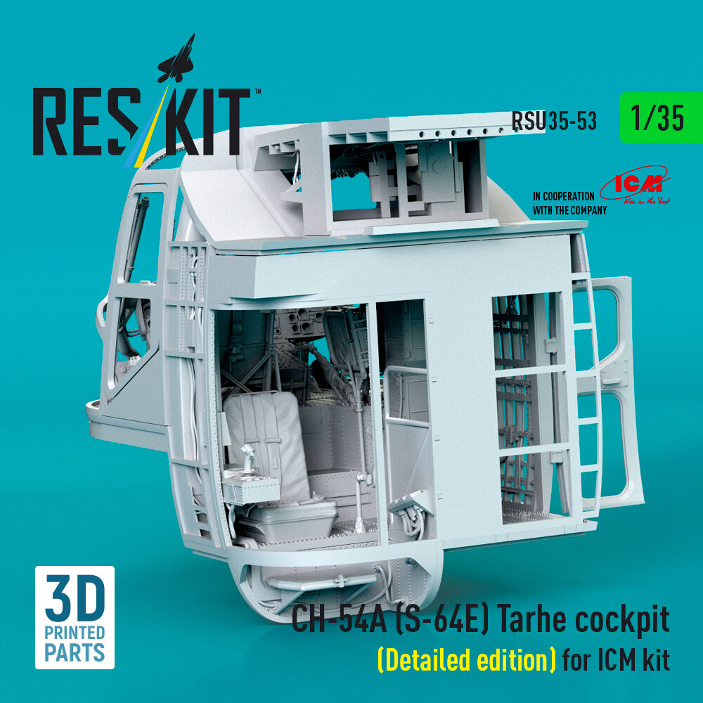 CH-54A (S-64E) Tarhe cockpit (Detailed edition) for ICM kit (3D Printed)