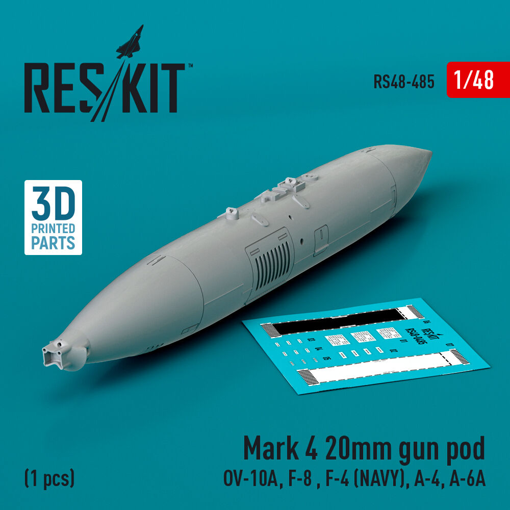 Mark 4 20mm gun pod (OV-10A, F-8 , F-4 (USN), A-4, A-6A) (1 pcs) (3D Printed)