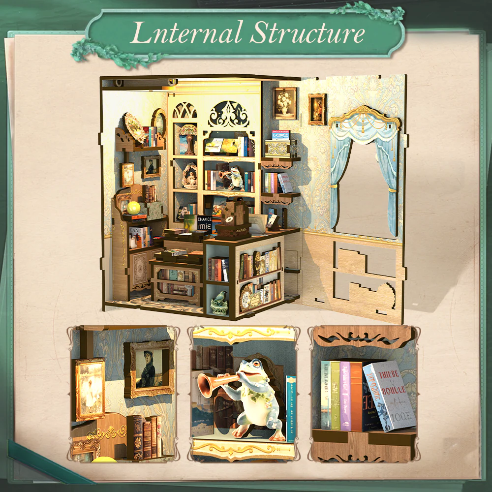 BOOK NOOK KIT - DIY- Muse Bookstore - 201pc + LED Light