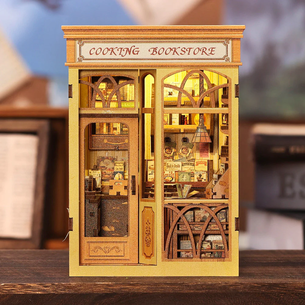 BOOK NOOK KIT - DIY- Cooking Bookstore - 156pc + LED Light