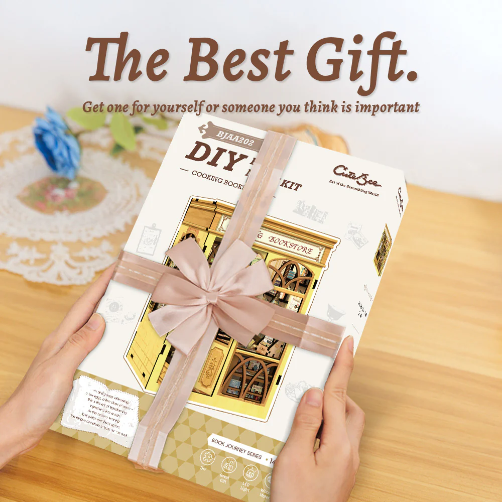 BOOK NOOK KIT - DIY- Cooking Bookstore - 156pc + LED Light