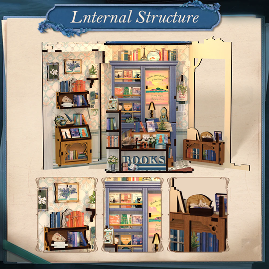 BOOK NOOK KIT - DIY- Literature Bookstore - 186pc + LED Light