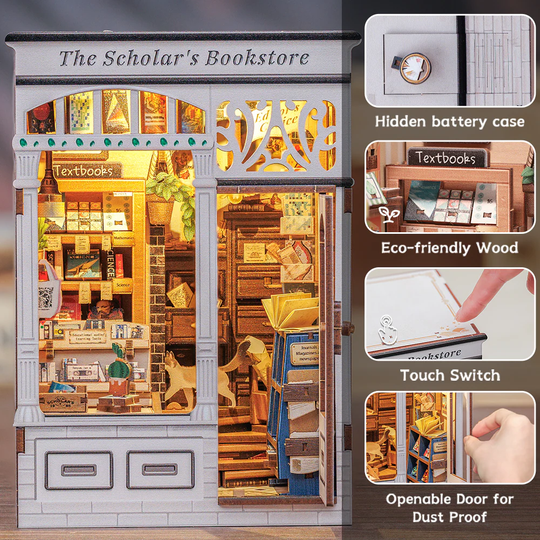 BOOK NOOK KIT - DIY- Scholar's Bookstore - 168pc + LED Light