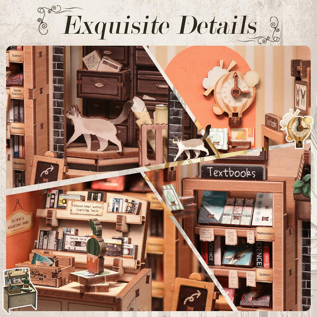 BOOK NOOK KIT - DIY- Scholar's Bookstore - 168pc + LED Light