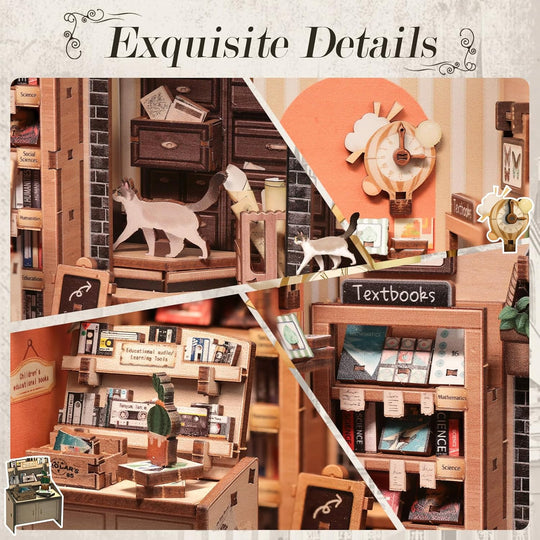 BOOK NOOK KIT - DIY- Scholar's Bookstore - 168pc + LED Light