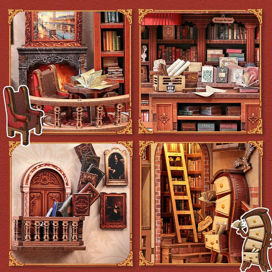 MINIATURE HOUSE - DIY- Thames Bookstore - 343pc + LED Light
