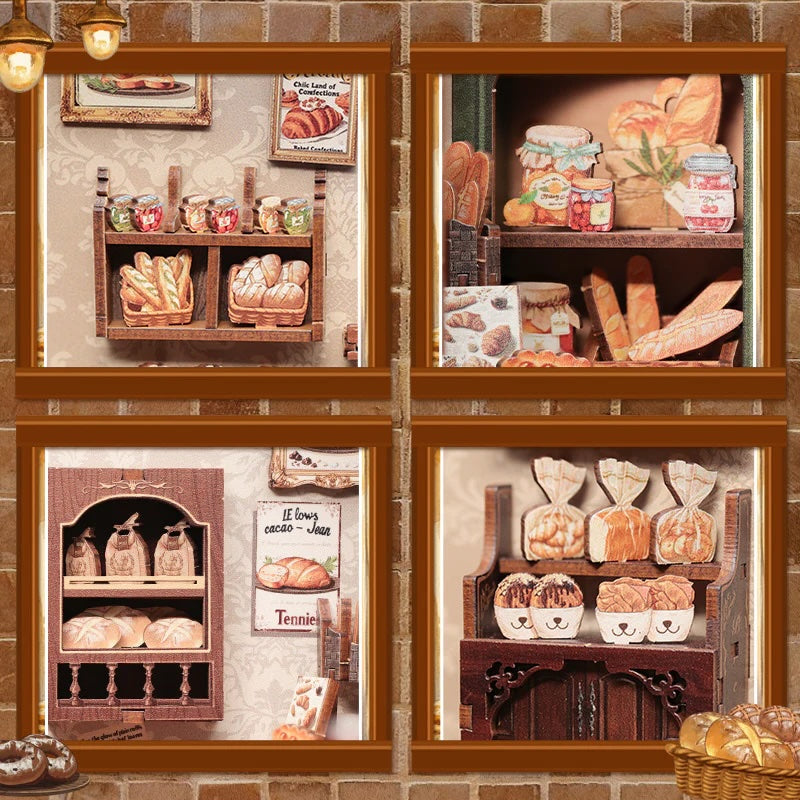 MINIATURE HOUSE - DIY - Mrs. Hunt Bakery - 216pc + LED Light