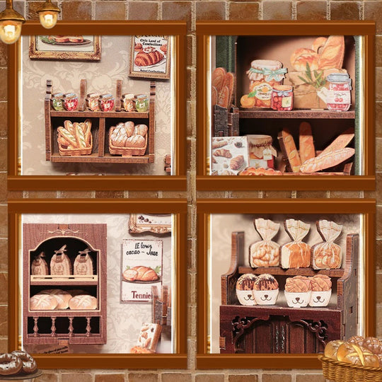 MINIATURE HOUSE - DIY - Mrs. Hunt Bakery - 216pc + LED Light