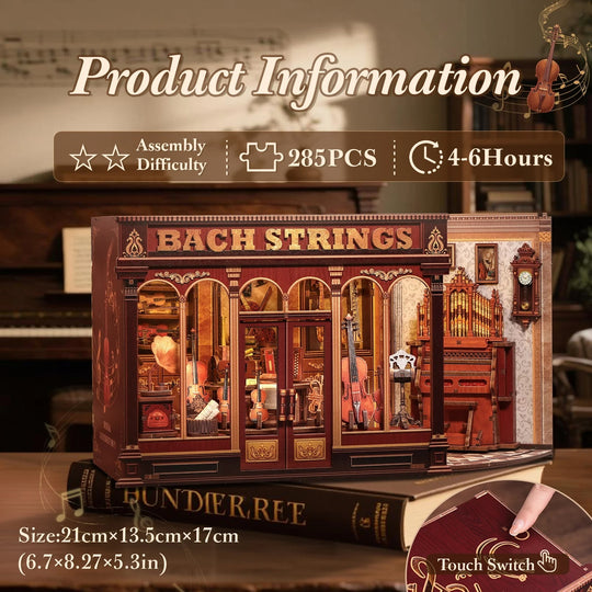 MINIATURE HOUSE - DIY- Bach Strings -285pc + LED Light