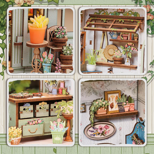 MINIATURE HOUSE - DIY - Green Life Bookshop - 196pc + LED Light