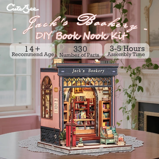 MINIATURE HOUSE - DIY- Jack's Bookery - 330pc + LED Light