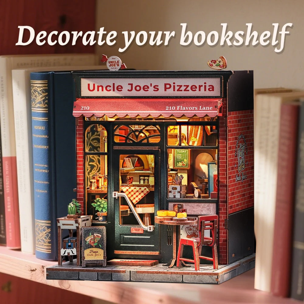 MINIATURE HOUSE - DIY- Uncle Joe's Pizzeria - 236pc + LED Light