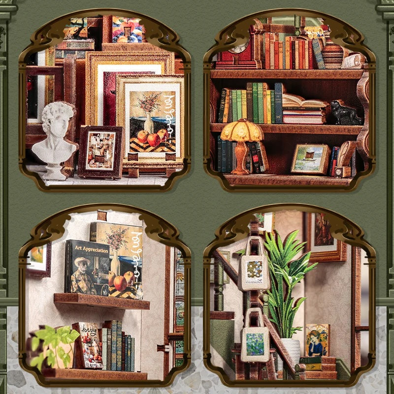 MINIATURE HOUSE - DIY- Gallery Bookstore - 246pc + LED Light