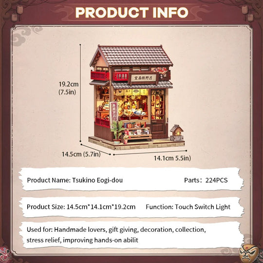 MINIATURE HOUSE - DIY- Tsukino Eogi-Dou - 224pc + LED Light