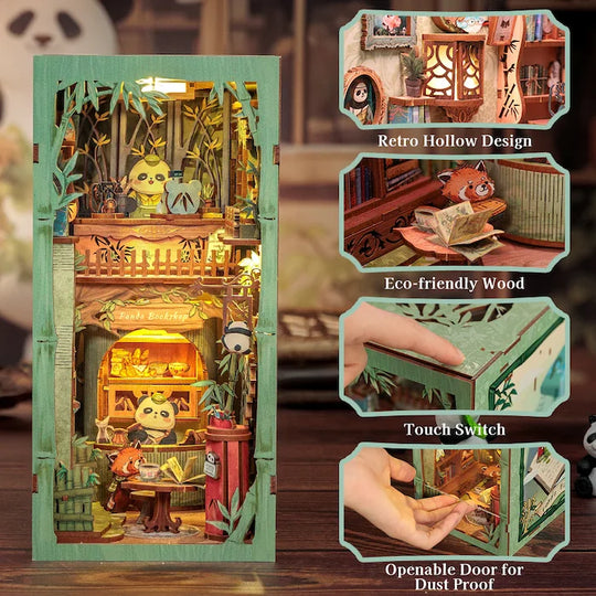 BOOK NOOK KIT - DIY - Panda Bookshop - 244pc + LED Light